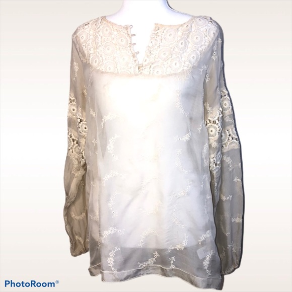 Johnny Was Tops - 4LOVEANDLIBERTY EMBROIDERED-SILK TUNIC S